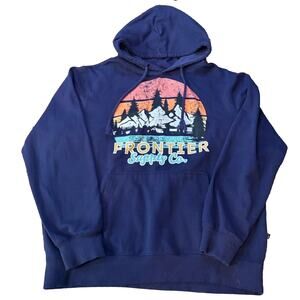Frontier Supply Co Mens Pullover Hoodie Size Large Navy Blue